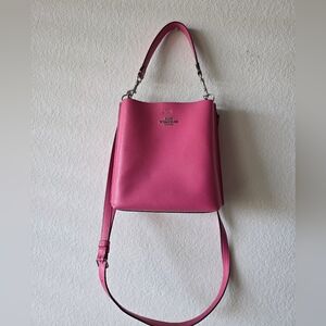 Coach Pink Leather Shoulder Bucket Bag Purse